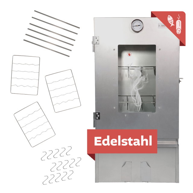 Räucherofen Edelstahl 201, 80 cm hoch mit höhenverstellbaren Auflagen